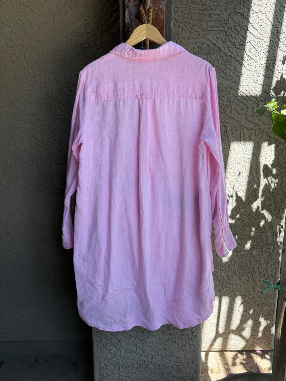 Finley Jenna 100% Linen Pink Layered Ruffle Tunic Shirt Dress Large Made USA - Picture 4 of 15
